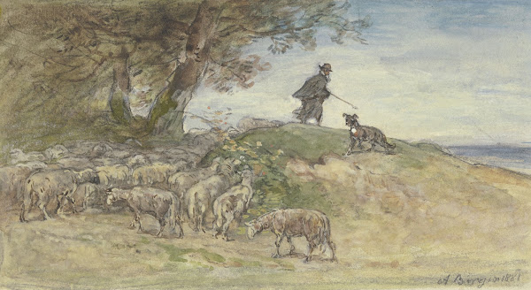 Schafherde im Sturm unter einem Baum 1881