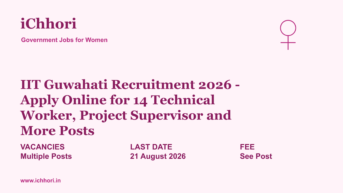 IIT Guwahati Recruitment 2026 - Apply Online for 14 Technical Worker, Project Supervisor and More Posts - iChhori