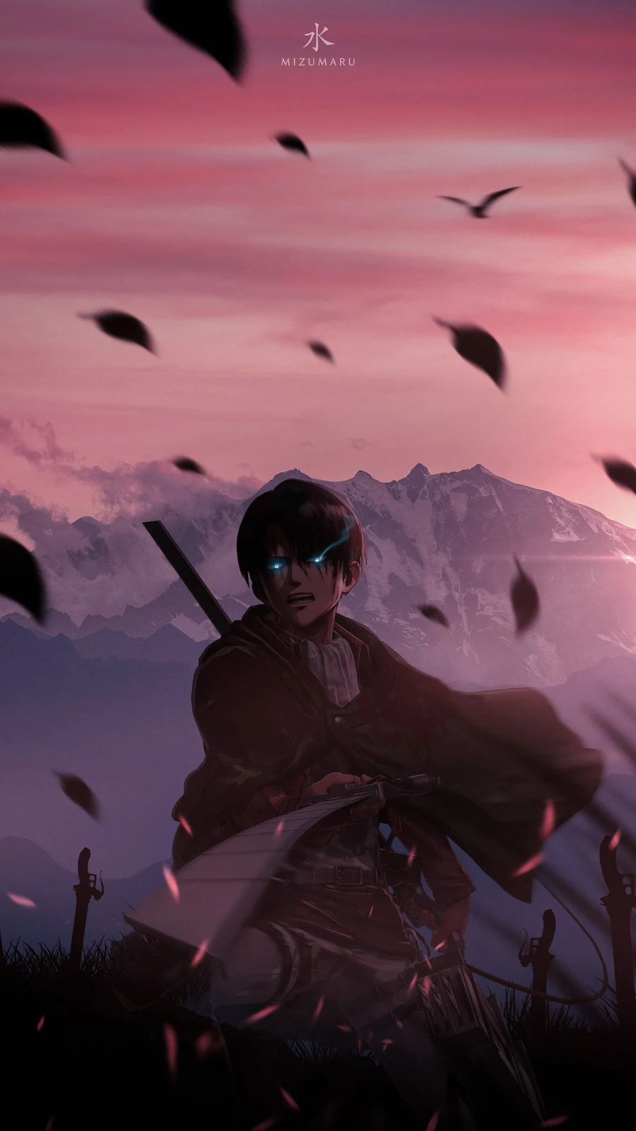 Levi Ackerman Attack on Titan - Anime Illustration 2K iPhone Wallpaper (1968x3500)