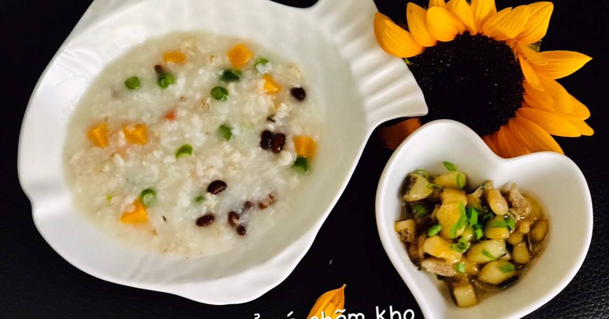 Ăn dặm- cháo yến mạch rau củ cá chẽm kho nước dừa