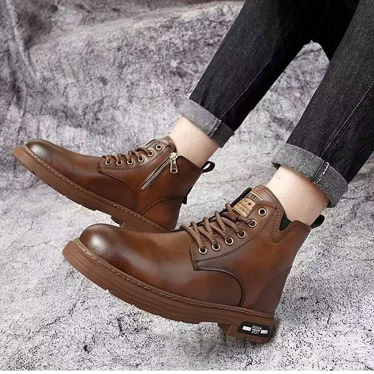 Herren-Stiefel, leicht, Vintage-Stil, Schnürstiefel