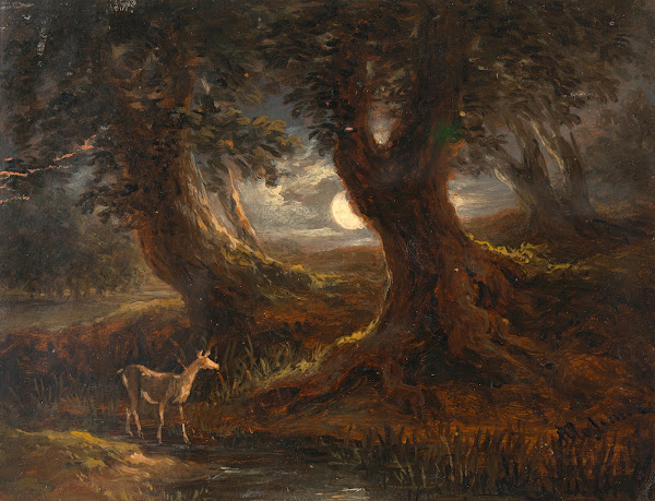 Waldpartie bei Mondlicht ca 18201830