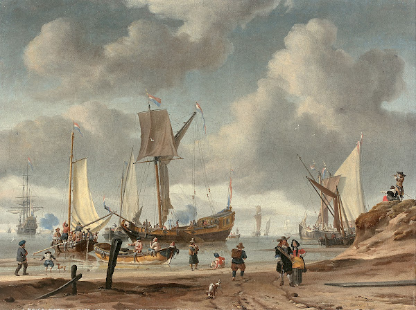 Scène de plage animée de personnages