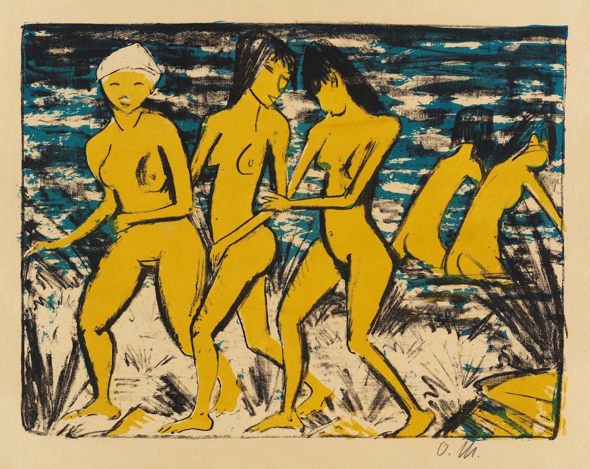 Fünf gelbe Akte am Wasser 1921