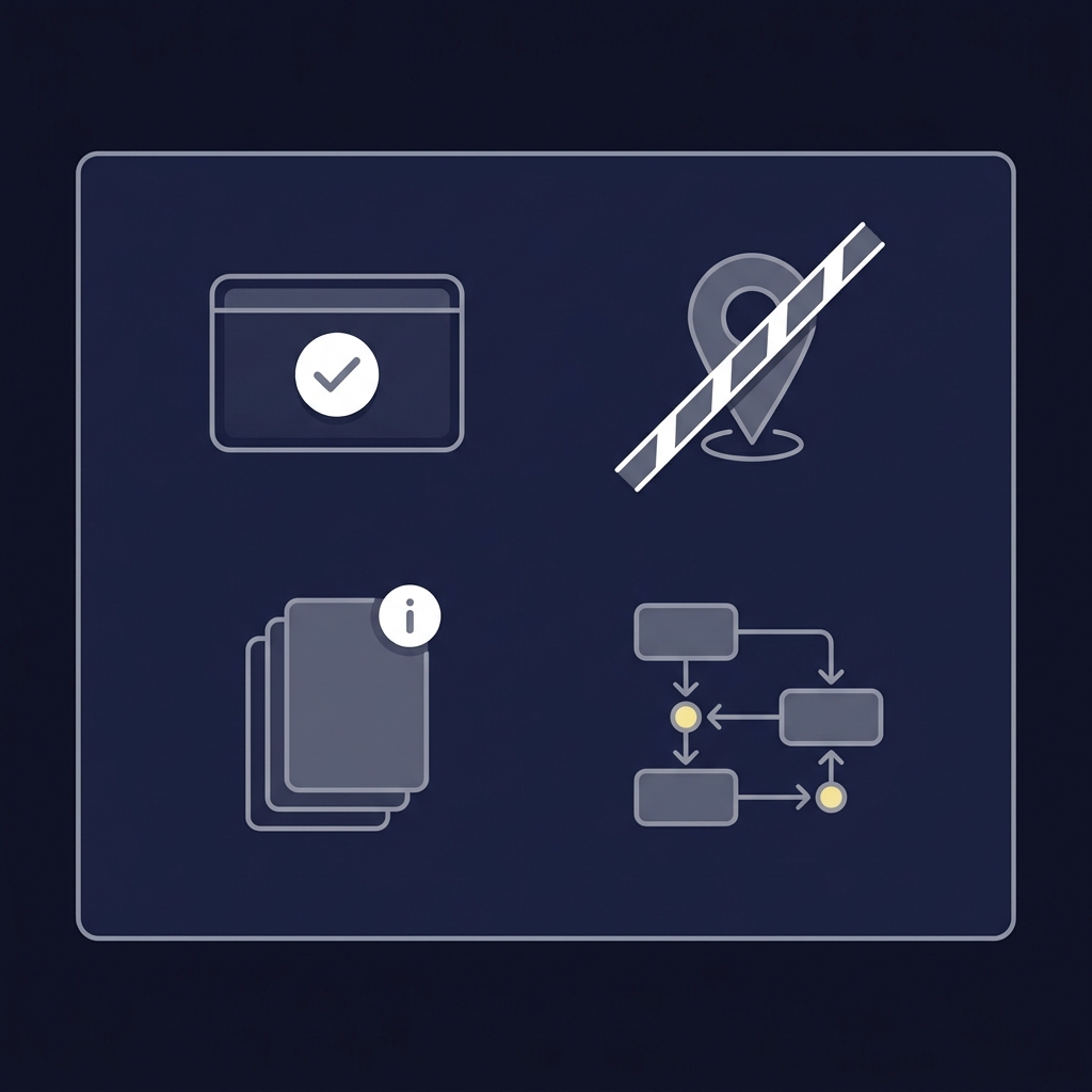 Minimalist vector developer whiteboard with icons for age verification geo blocking disclosures and a risk assessment flowchart for a sports betting bot in Funded Plays brand colors