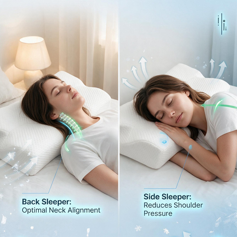 Memory foam neck support pillow, butterfly shape