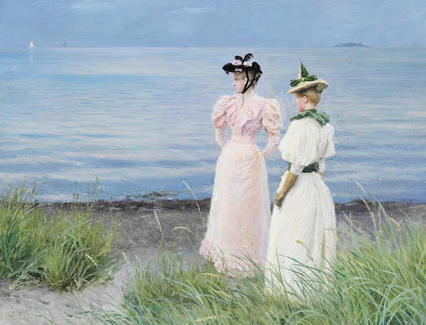Ved stranden i Hellerup Frk Elisabeth Fischer og frk Anna Pauline Bruun en somme