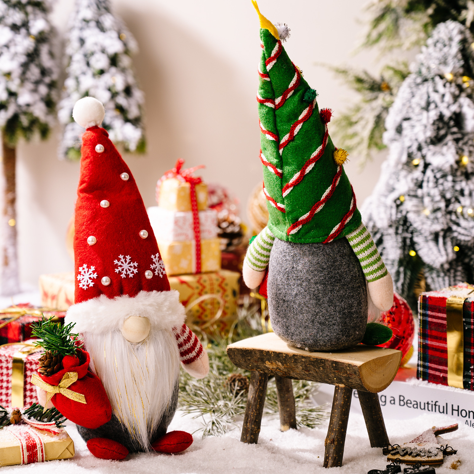 Christmas Gnome with Gift, 30 cm