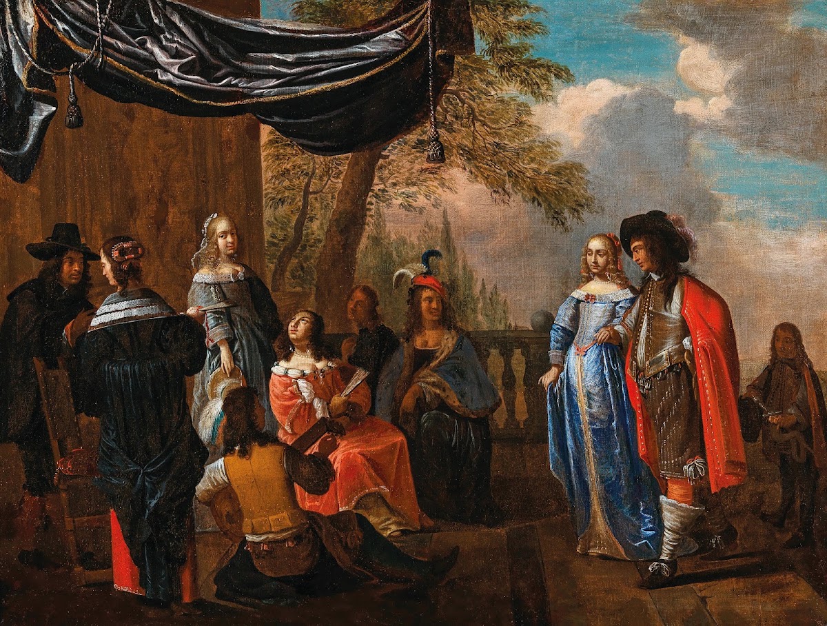 An Elegant Company On A Terrace