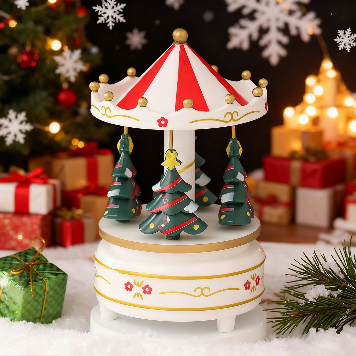 Classic Wooden Carousel Music Box