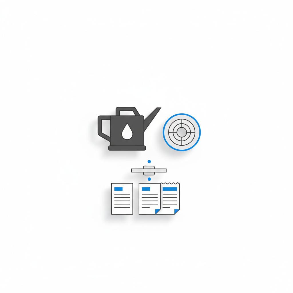 Minimalist 2D vector flat lay of car maintenance items including oil can air filter tire tread gauge and blank service receipts on white background with blue 3666ed accents Chevy vehicle lifespan