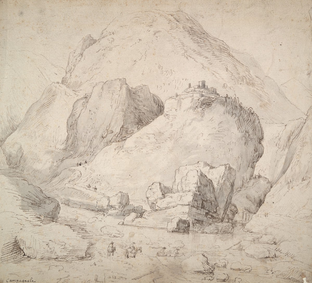 Mountainous Landscape with Figure on Horseback inForeground
