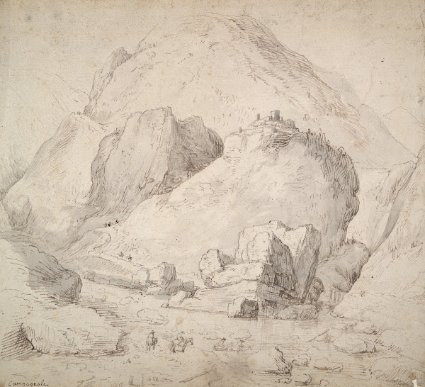 Mountainous Landscape with Figure on Horseback inForeground