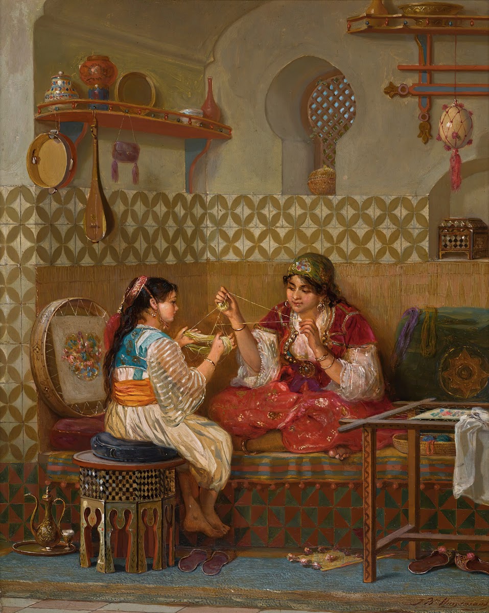 Belgian girls winding wool