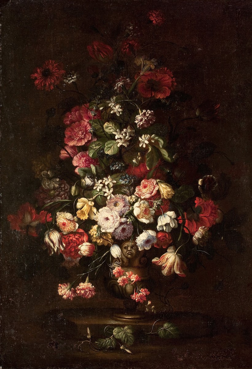 Elaborate Floral Bouquet in Footed Vase circa 1750