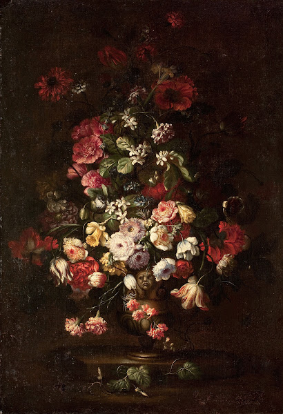 Elaborate Floral Bouquet in Footed Vase circa 1750