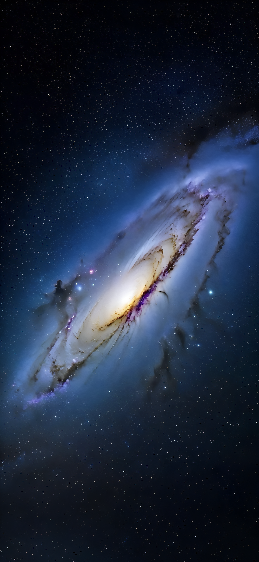 Majestic Spiral Galaxy in Deep Blue Starry Cosmos - Free 4K mobile Wallpaper