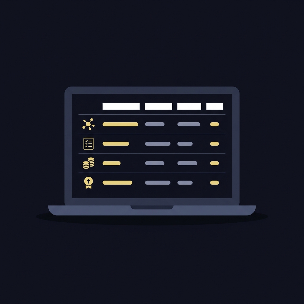 Minimalist 2D vector laptop decision log showing icon based rows for model inputs market checks stake and result in Funded Plays color palette best march madness bets