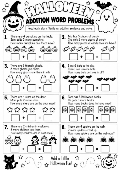 Halloween Addition Word Problems