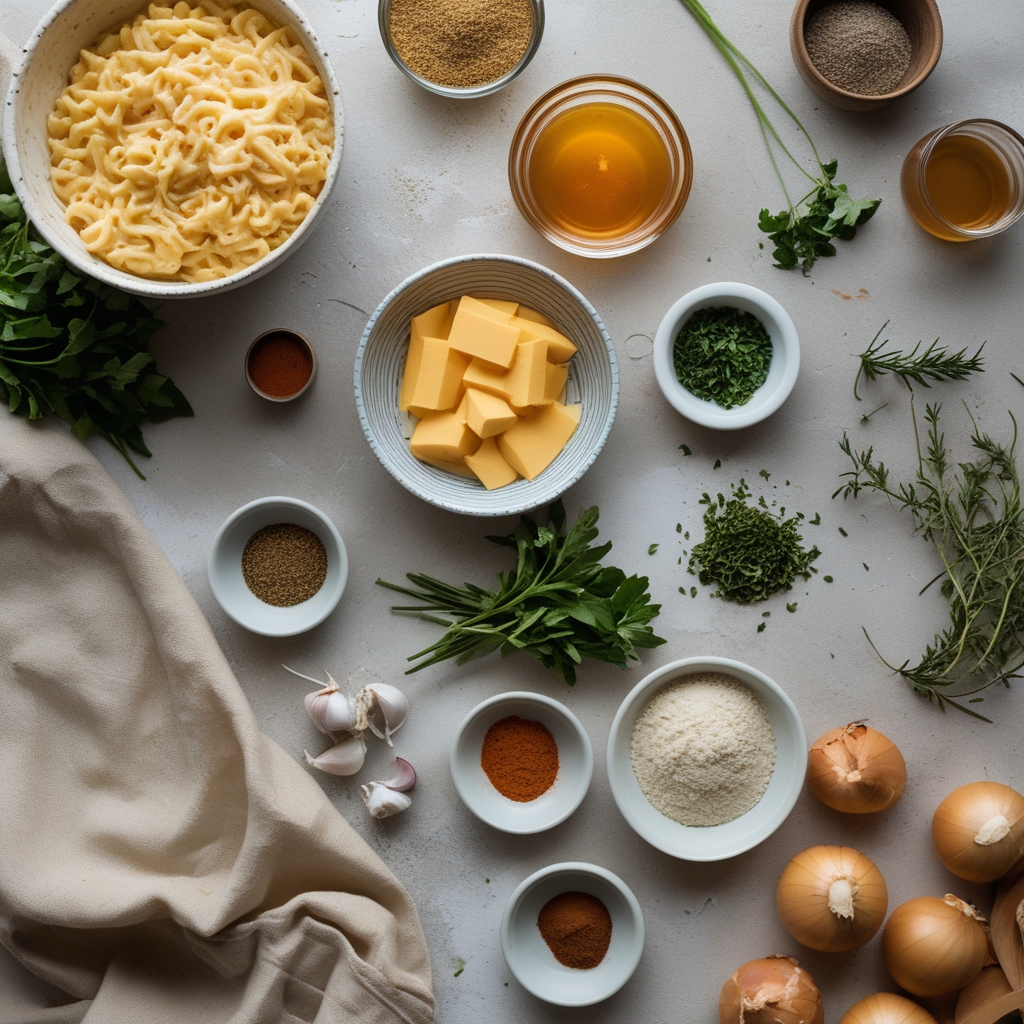 Ingredients for High-Protein Creamy Philly Cheesesteak Mac & Cheese Bliss – Easy, Comforting Weeknight Meal