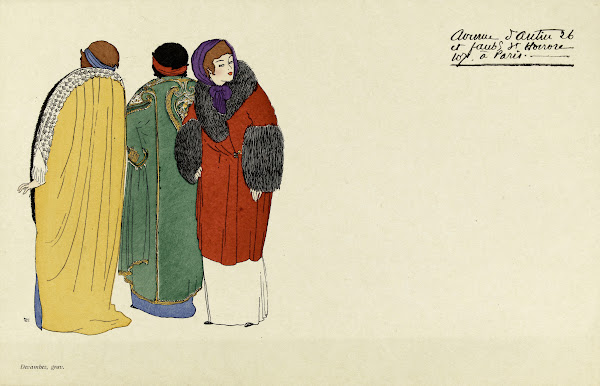 Carte publicitaire illustrée de la maison Poiret 1908