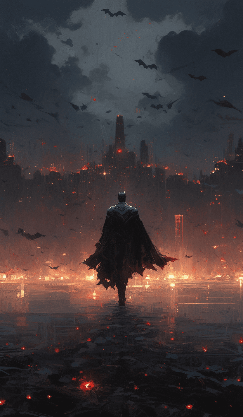 Batman en Gotham City por la noche