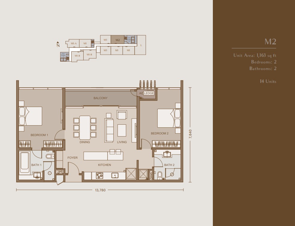 111 Menerung Type M2 floor plan — 3262 sq ft, 4 bedrooms