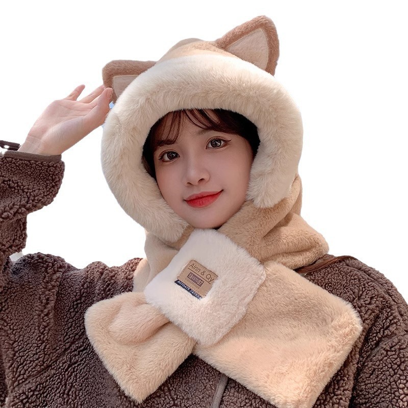 Padded winter hood with scarf