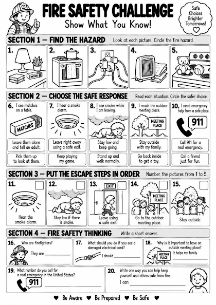 Fire Safety Challenge Worksheet