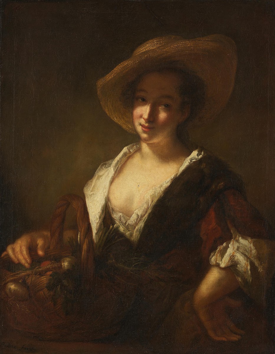 Mädchen mit einem Gemüsekorb ca 1715