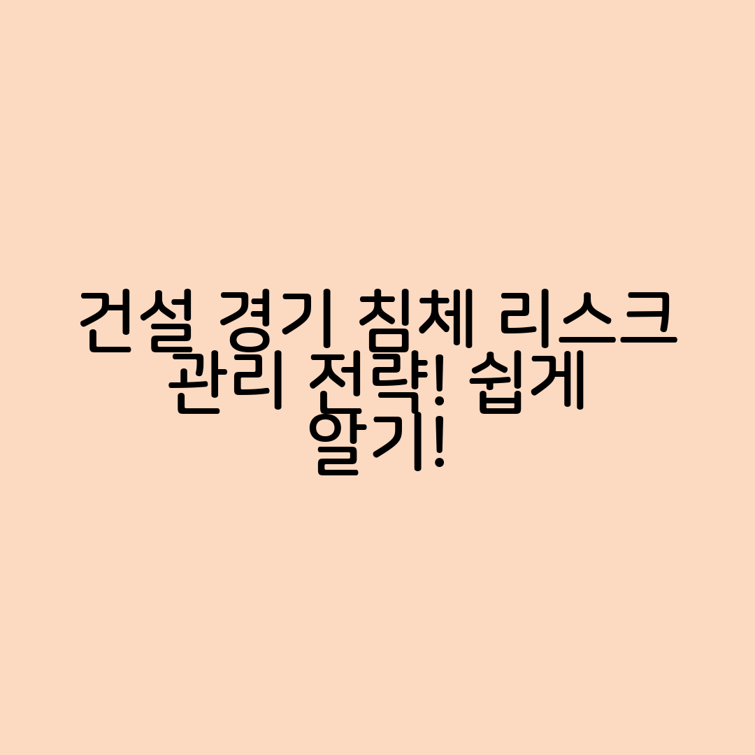 누구나 알기 쉬운 건설 경기 침체 리스크 관리 전략