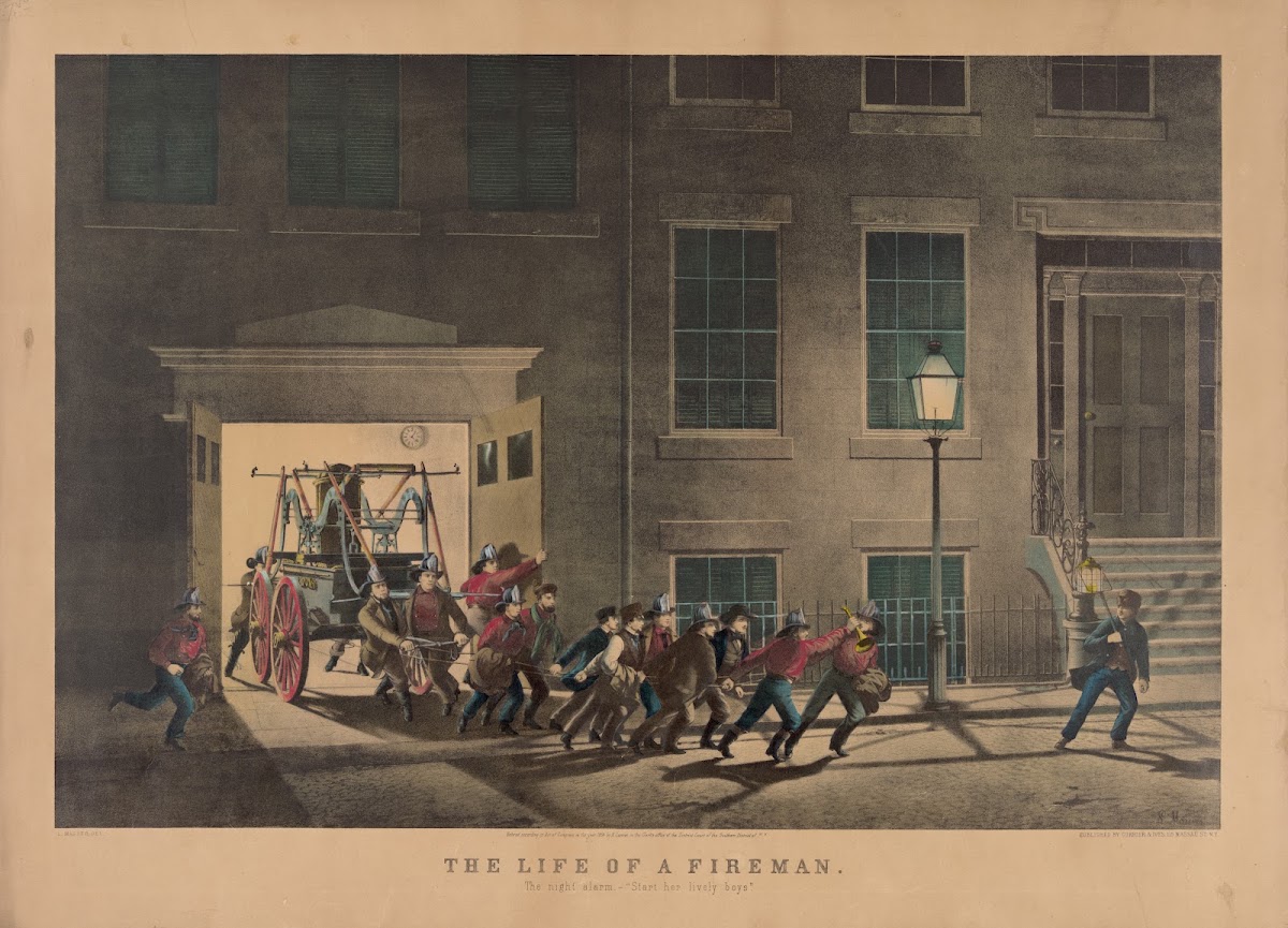The life of a fireman the night alarmstart her lively boys 1854