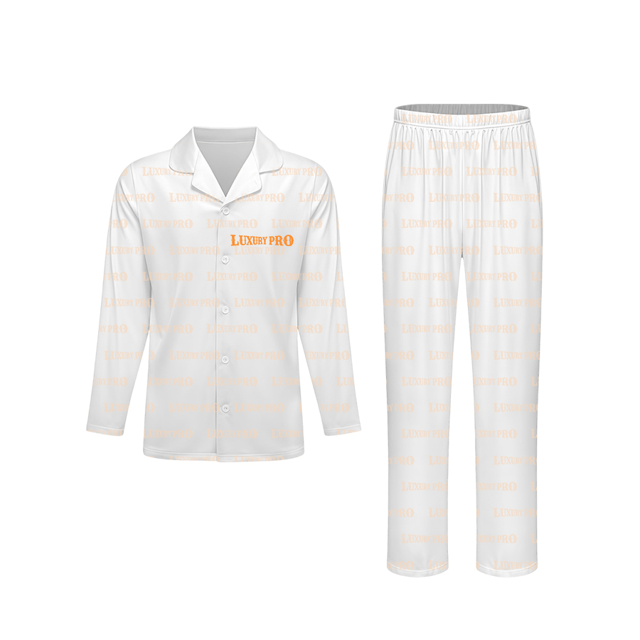 Unhemmed Allover Print Kids Short-Sleeve Shirt & Long Pants Pajama Set, No Pockets