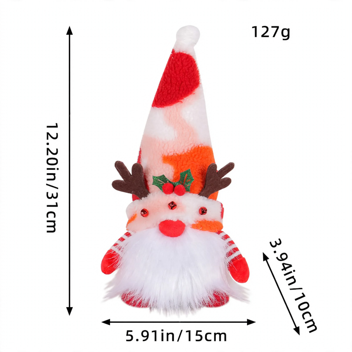 Leuchtende Weihnachts-Wichtelfigur mit Pailletten