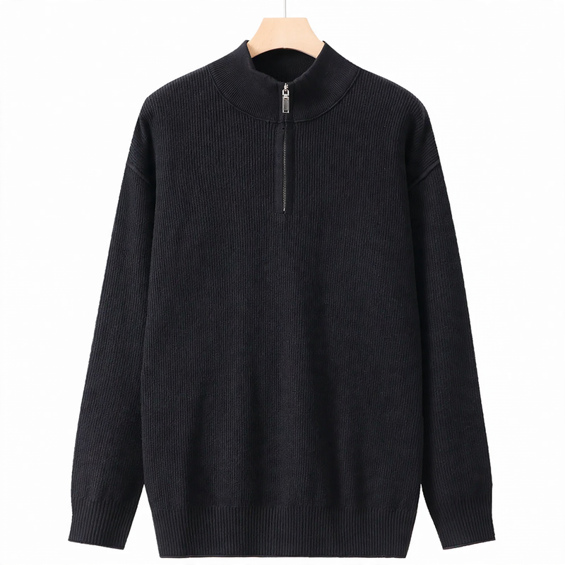 Herren-Strickpullover mit Stehkragen und Reißverschluss