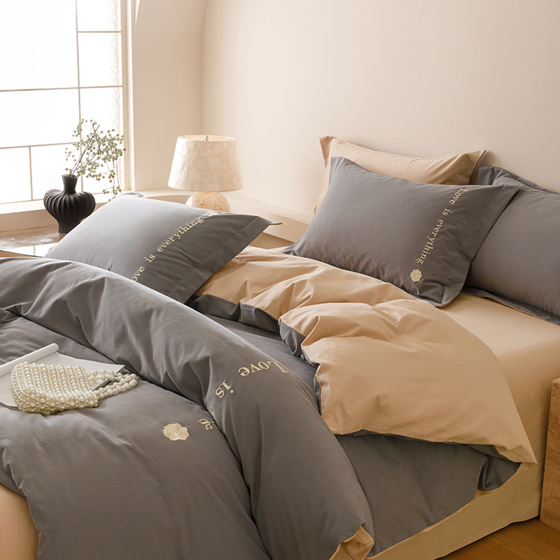 Cotton bedding set, brushed, geometric pattern