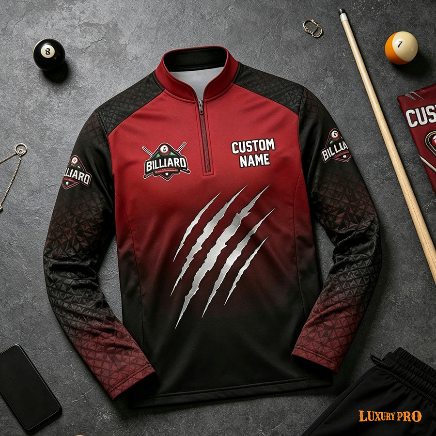 AOP TPM Long Sleeve Zip-Up Polo with Stand Collar