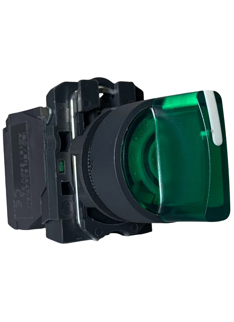 Illuminated Selector Switch 220VAC 3 Stay Put Positions Green 2 N/O