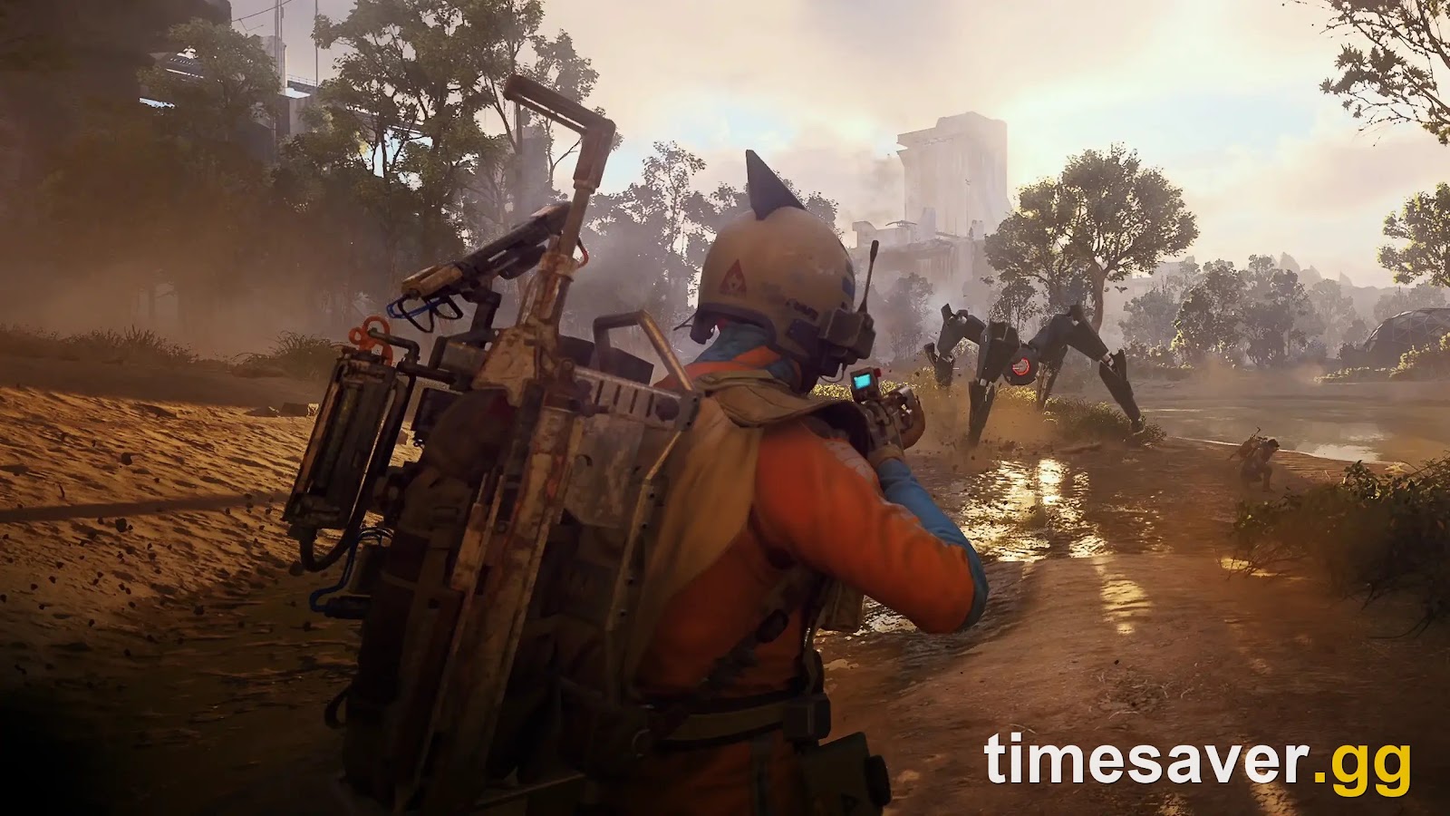 A Raider facing ARC machines in a misty topside zone in ARC Raiders — every run is an unpredictable encounter, which is exactly what matchmaking tries to shape