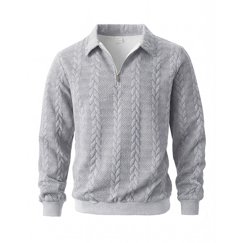 Men's sweatshirt with zipper and fold-down collar