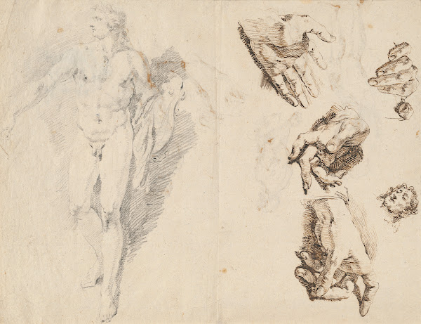 Apollo and Studies of the Artists Own Hand recto 1730 1732