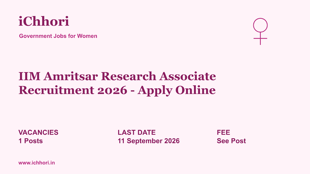 IIM Amritsar Research Associate Recruitment 2026 - Apply Online - iChhori