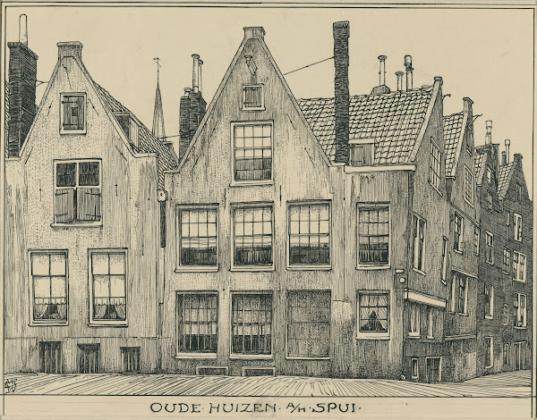 Oude huizen aan het Spui te Amsterdam 20th century