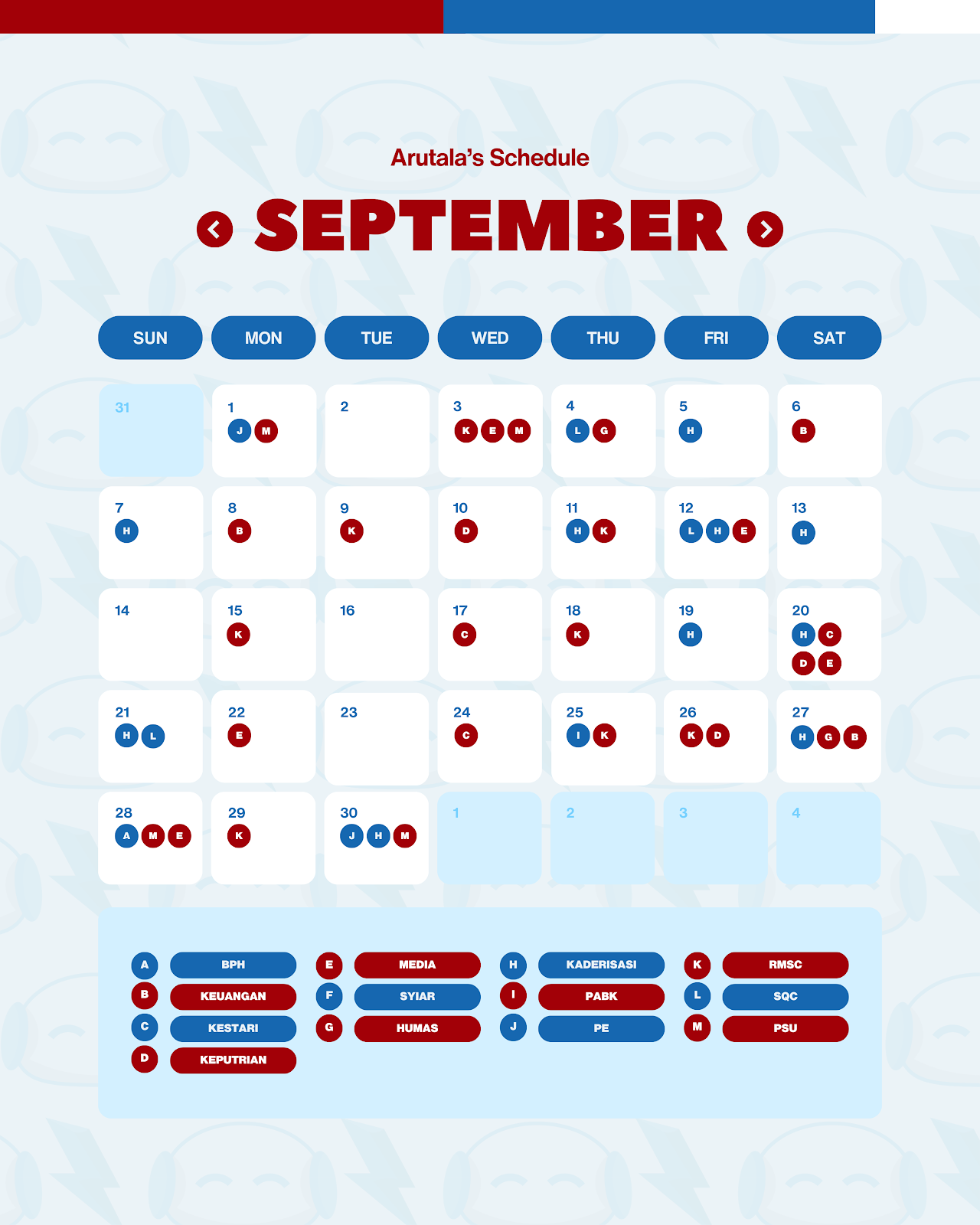 Arutala’s Schedule