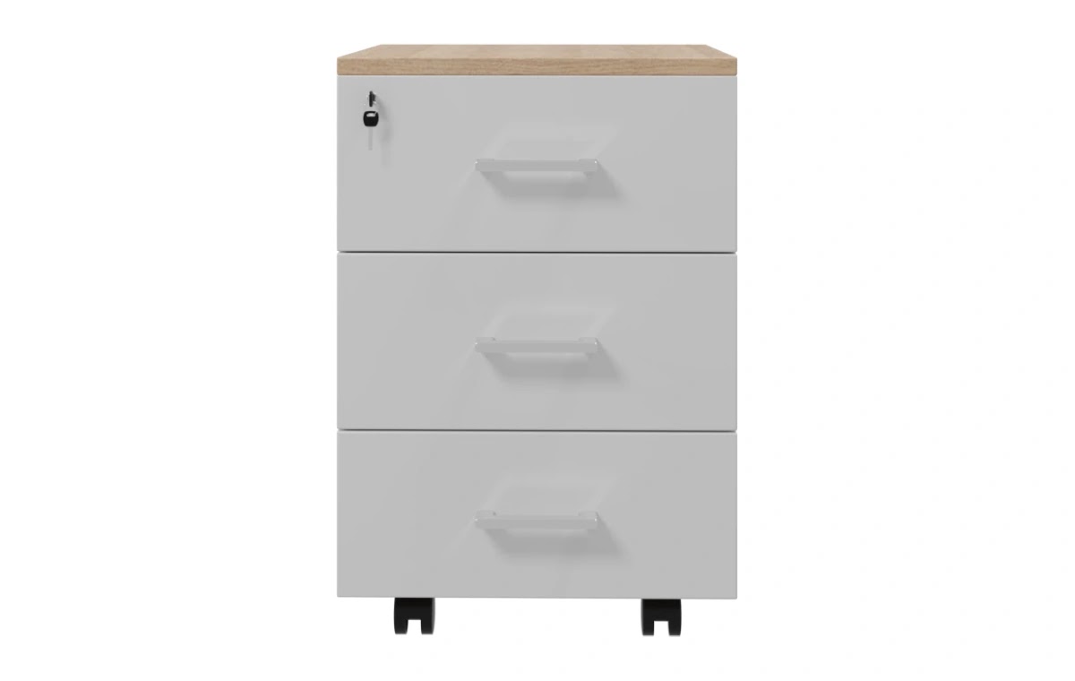 RADAR Color Three Drawer Mobile Pedestal With Central Lock