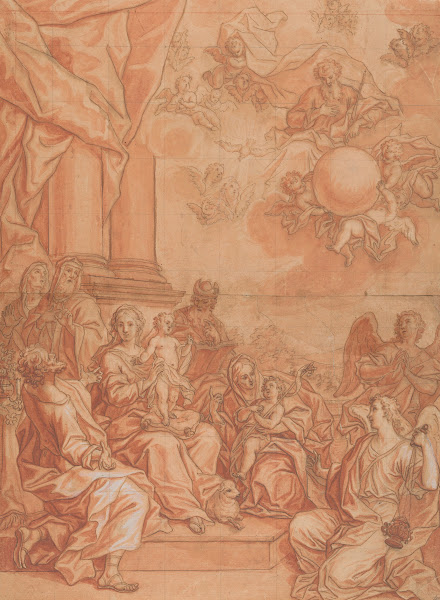 The Virgin and Child with Saints and Angels and God the Father in the Sky mid 18