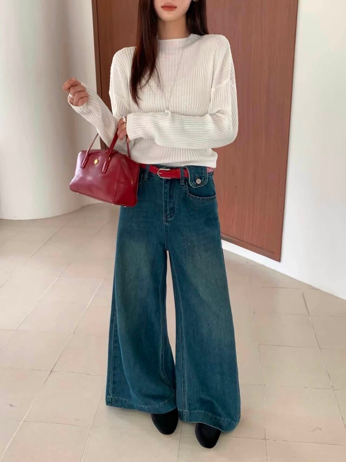 Quần jean rộng trơn 2 túi kèm nịt XONXEN SHOP 6601 – Image 5