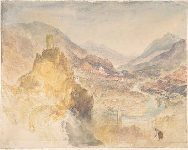 Chatel Argent and the Val dAosta from above Villeneuve 1836