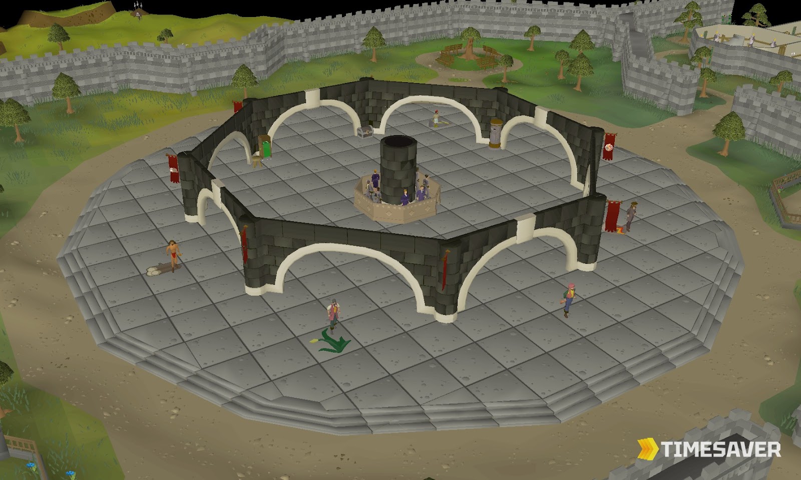 The Grand Exchange in Varrock, where OSRS players trade their GP and gear up