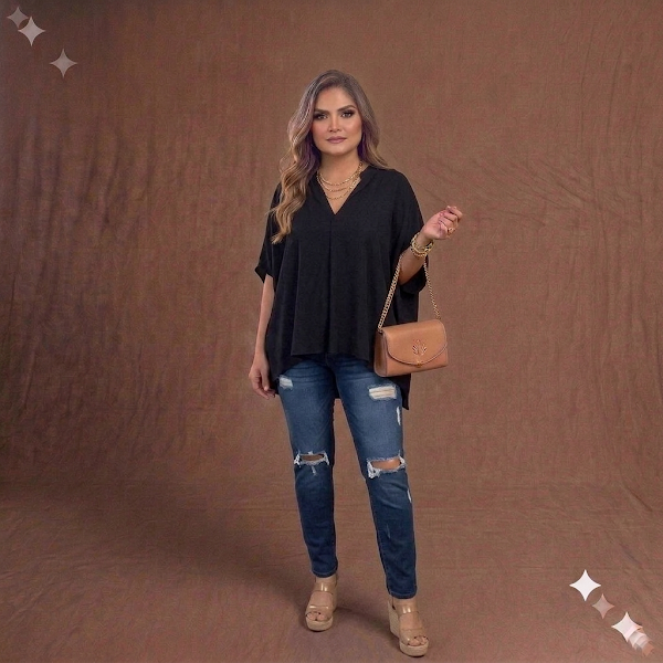 Jeans Azul Oscuro con Rotos